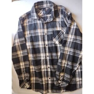 Burnside Mens XL Black and White Plaid Flannel Long‎ Sleeve Button Up Shirt